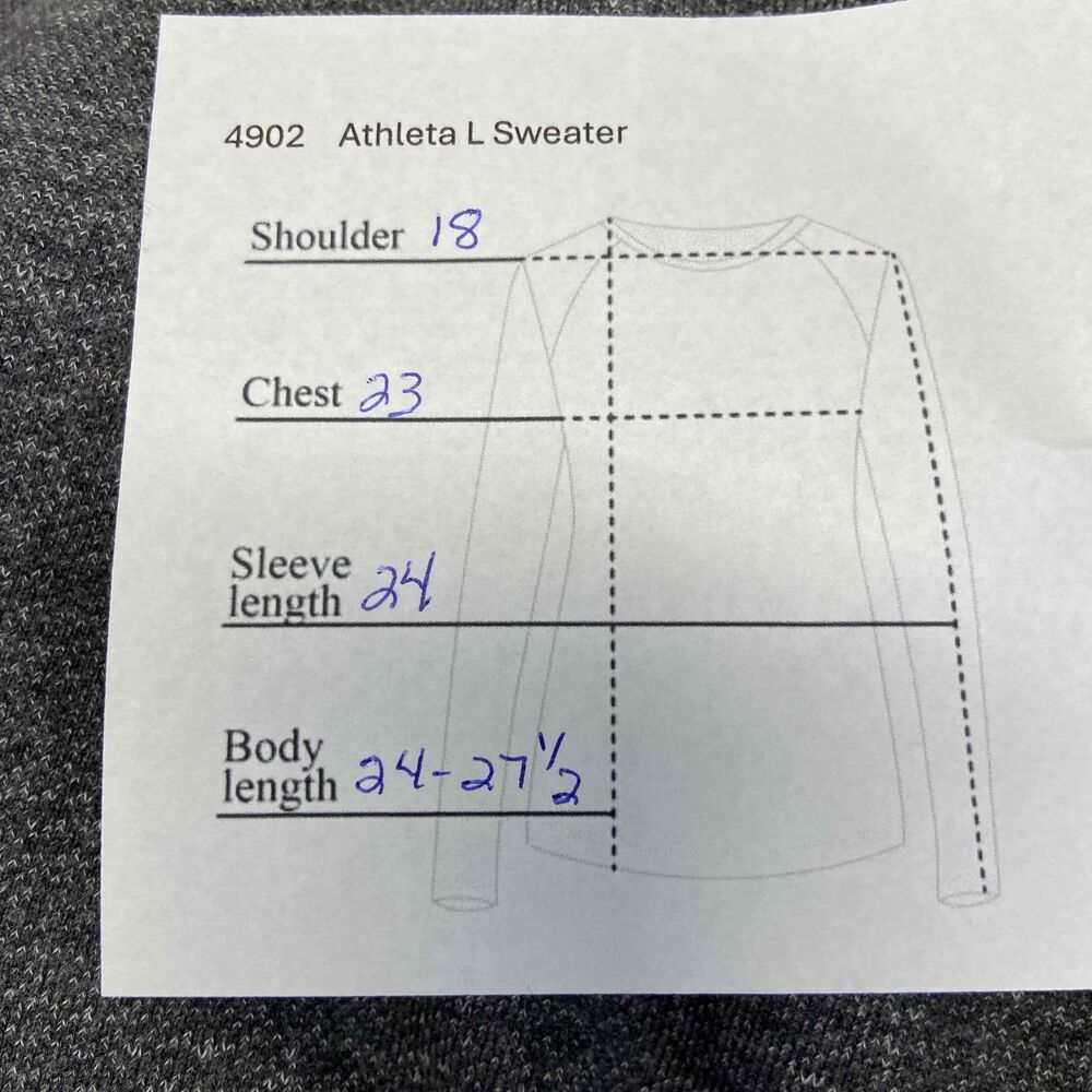 Athleta Womens Size L Gray Crew Neck Sweater Long Sleeve High Low Hem Cable Knit - Picture 8 of 8